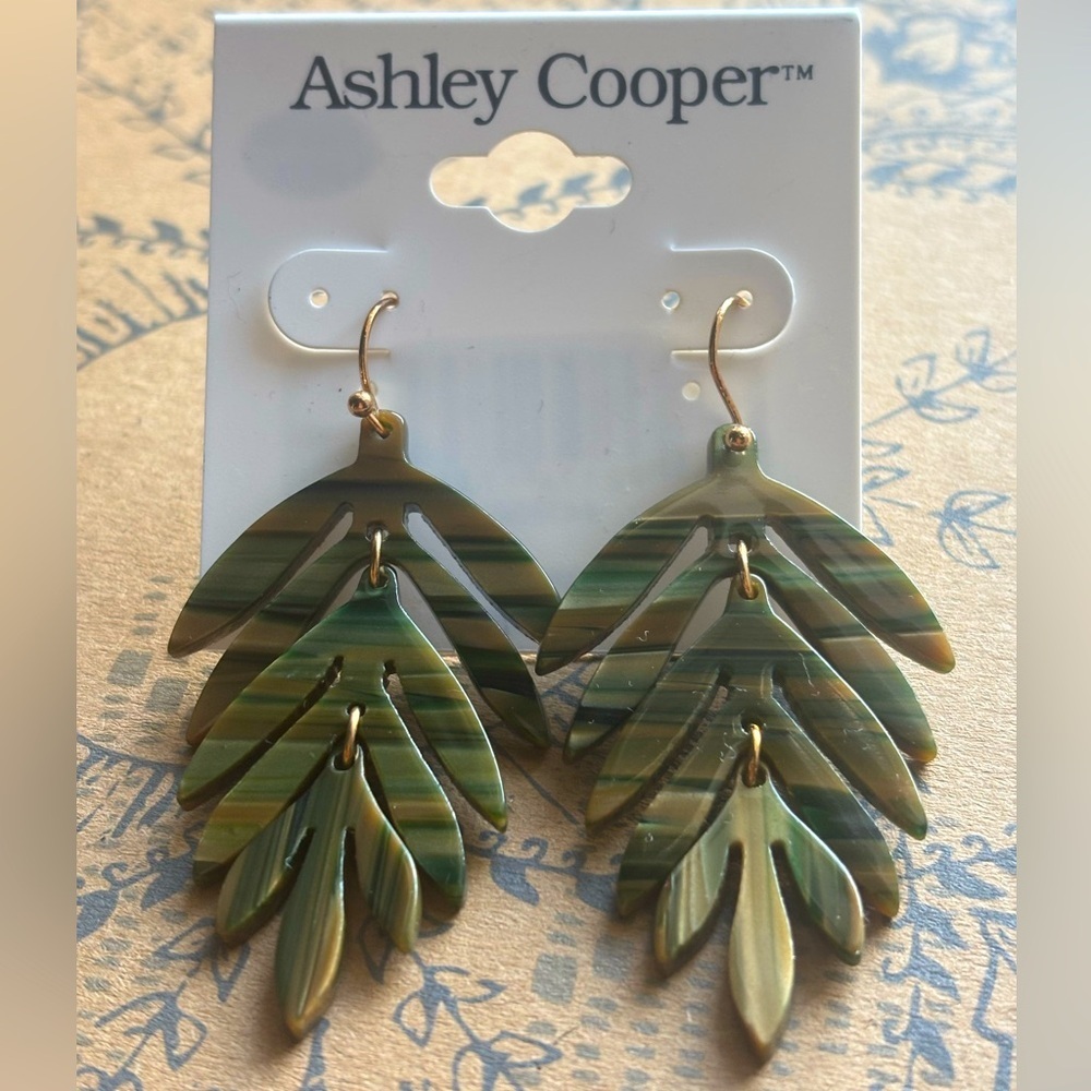 Ashley Cooper Camo Feather Earrings NWT